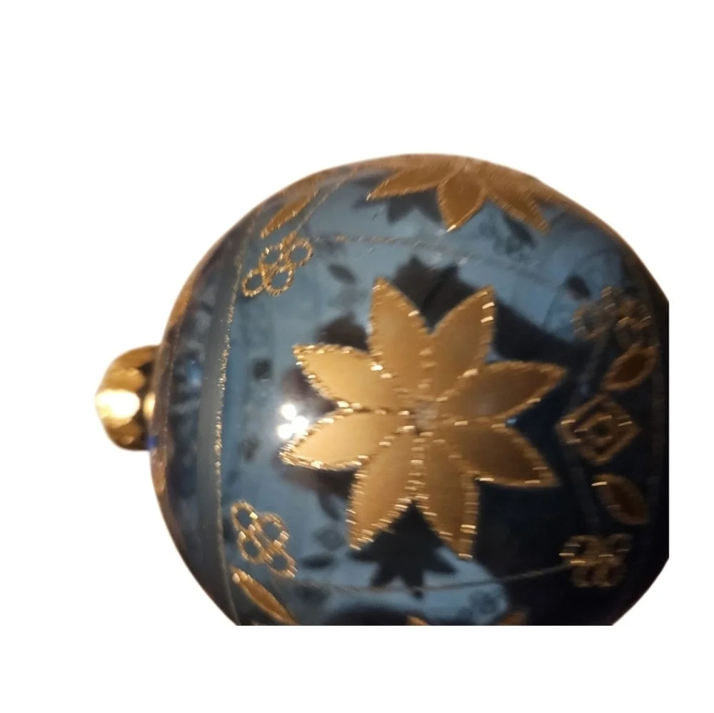 Hand Crafted Upcycled Holiday Ornament Gold Floral 6